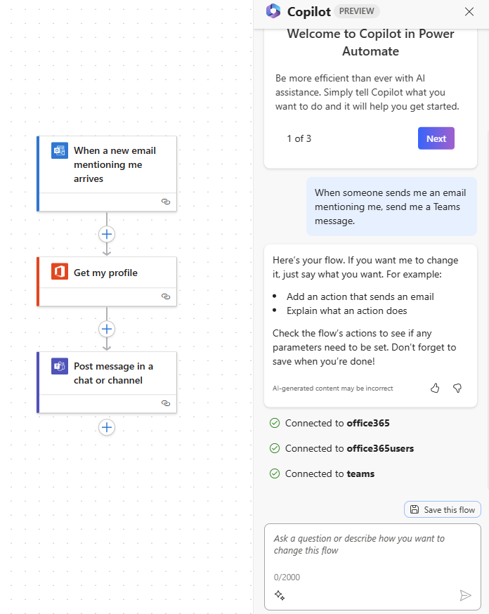 Copilot pro Power Automate